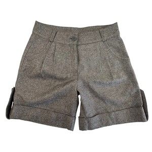 Sundance Wool Blend Tweed Shorts Size 6 Rolled Hem Tab Pleated Lined Women